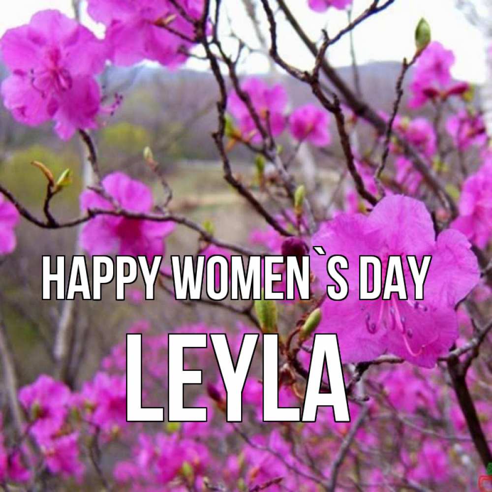 Greetings card с именем, Leyla happy women`s day международный женский день Greetings with text for free download 